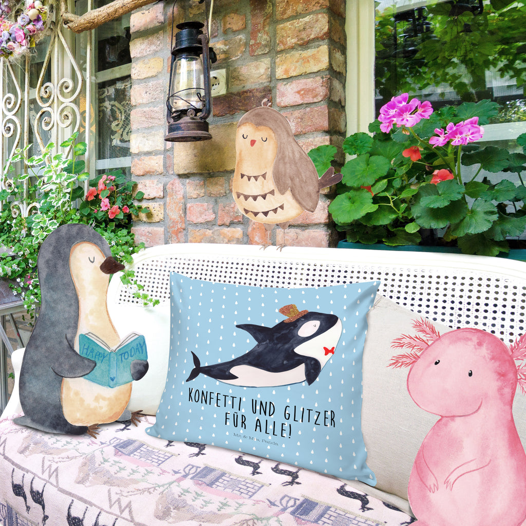 40x40 Kissen Orca Zylinder Kissenhülle, Kopfkissen, Sofakissen, Dekokissen, Motivkissen, Meerestiere, Meer, Urlaub, Narwal, Glitter, Konfetti, Glitzer, Geburtstag, Feier, Fete, Fest, Glückwunsch, Orca