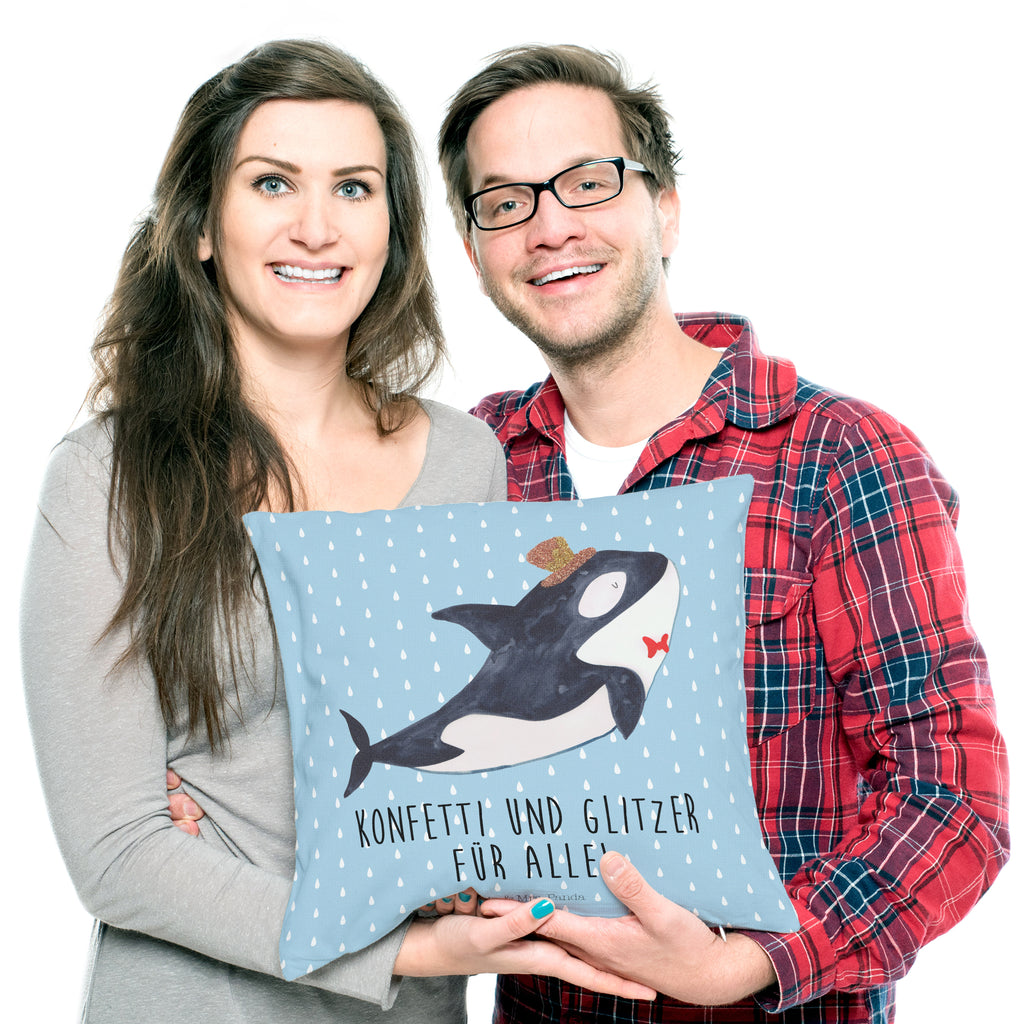 40x40 Kissen Orca Zylinder Kissenhülle, Kopfkissen, Sofakissen, Dekokissen, Motivkissen, Meerestiere, Meer, Urlaub, Narwal, Glitter, Konfetti, Glitzer, Geburtstag, Feier, Fete, Fest, Glückwunsch, Orca