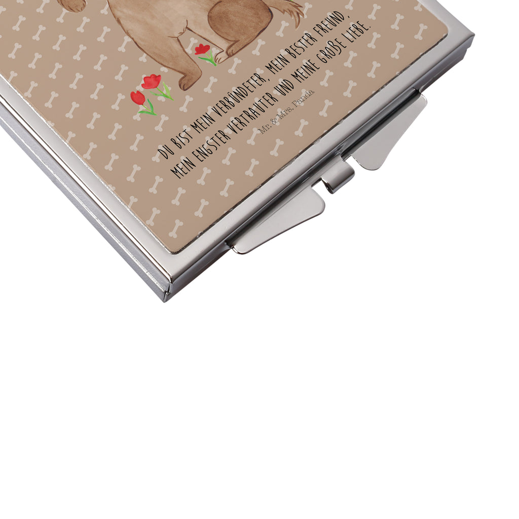 Handtaschenspiegel quadratisch Hund Hundedame Spiegel, Handtasche, Quadrat, silber, schminken, Schminkspiegel, Hund, Hundemotiv, Haustier, Hunderasse, Tierliebhaber, Hundebesitzer, Sprüche, Hunde, Hundeliebe, Hundeglück, Liebe, Frauchen