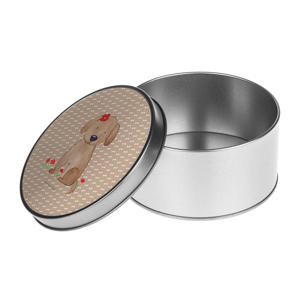 Blechdose rund Hund Hundedame Metalldose, Keksdose, Dose, Vorratsdose, Geschenkbox, Hund, Hundemotiv, Haustier, Hunderasse, Tierliebhaber, Hundebesitzer, Sprüche, Hunde, Hundeliebe, Hundeglück, Liebe, Frauchen