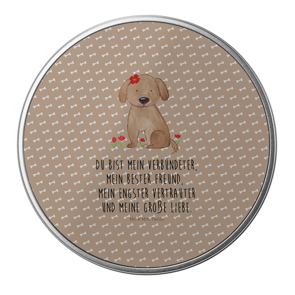 Blechdose rund Hund Hundedame Metalldose, Keksdose, Dose, Vorratsdose, Geschenkbox, Hund, Hundemotiv, Haustier, Hunderasse, Tierliebhaber, Hundebesitzer, Sprüche, Hunde, Hundeliebe, Hundeglück, Liebe, Frauchen