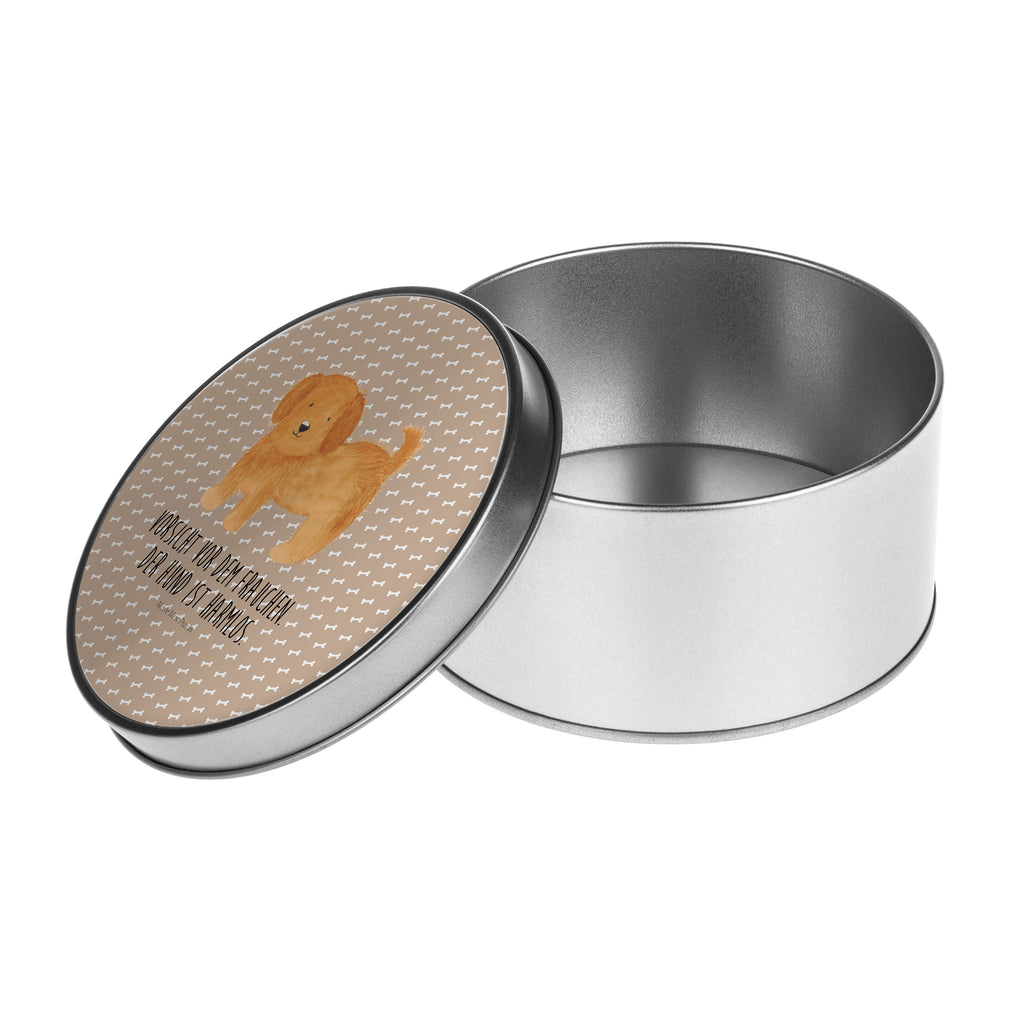 Blechdose rund Hund flauschig Metalldose, Keksdose, Dose, Vorratsdose, Geschenkbox, Hund, Hundemotiv, Haustier, Hunderasse, Tierliebhaber, Hundebesitzer, Sprüche, Hunde, Frauchen, Hundemama, Hundeliebe