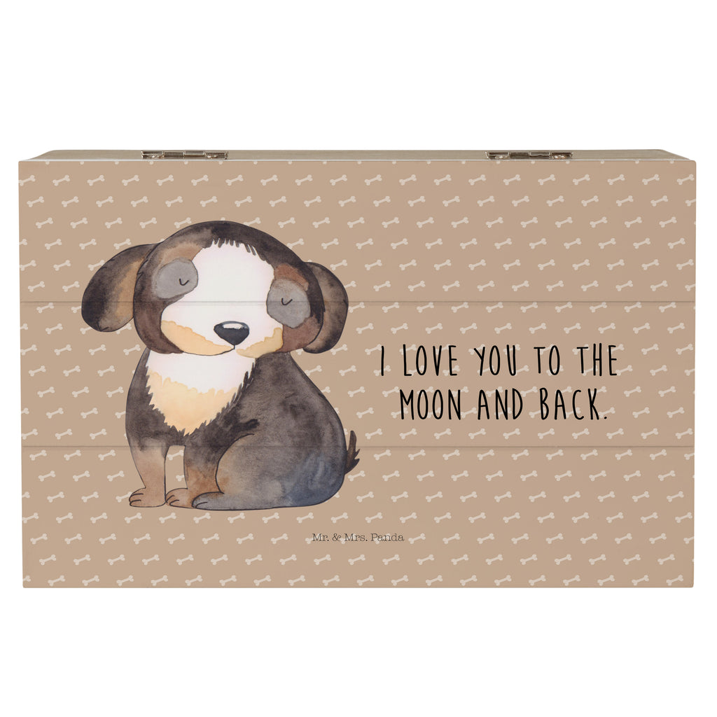 Holzkiste Hund entspannt Holzkiste, Kiste, Schatzkiste, Truhe, Schatulle, XXL, Erinnerungsbox, Erinnerungskiste, Dekokiste, Aufbewahrungsbox, Hund, Hundemotiv, Haustier, Hunderasse, Tierliebhaber, Hundebesitzer, Sprüche, schwarzer Hund, Hundeliebe, Liebe, Hundeglück