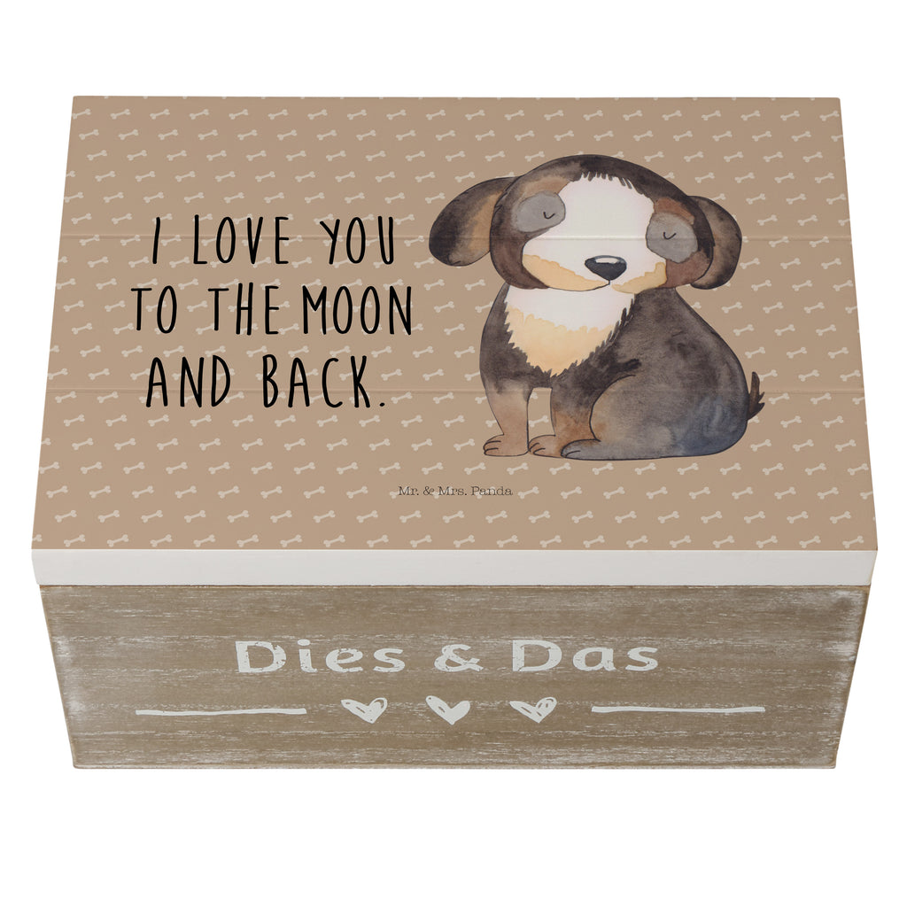 Holzkiste Hund entspannt Holzkiste, Kiste, Schatzkiste, Truhe, Schatulle, XXL, Erinnerungsbox, Erinnerungskiste, Dekokiste, Aufbewahrungsbox, Hund, Hundemotiv, Haustier, Hunderasse, Tierliebhaber, Hundebesitzer, Sprüche, schwarzer Hund, Hundeliebe, Liebe, Hundeglück