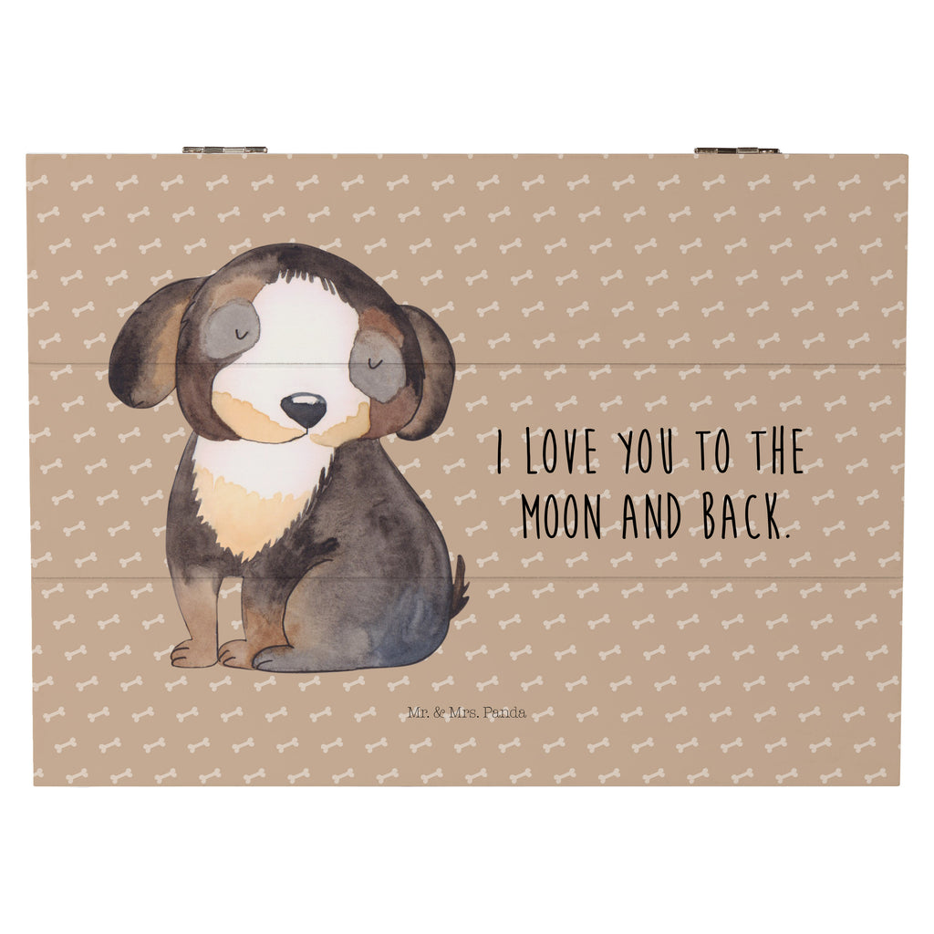 Holzkiste Hund entspannt Holzkiste, Kiste, Schatzkiste, Truhe, Schatulle, XXL, Erinnerungsbox, Erinnerungskiste, Dekokiste, Aufbewahrungsbox, Hund, Hundemotiv, Haustier, Hunderasse, Tierliebhaber, Hundebesitzer, Sprüche, schwarzer Hund, Hundeliebe, Liebe, Hundeglück