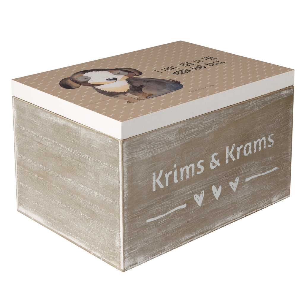 Holzkiste Hund entspannt Holzkiste, Kiste, Schatzkiste, Truhe, Schatulle, XXL, Erinnerungsbox, Erinnerungskiste, Dekokiste, Aufbewahrungsbox, Hund, Hundemotiv, Haustier, Hunderasse, Tierliebhaber, Hundebesitzer, Sprüche, schwarzer Hund, Hundeliebe, Liebe, Hundeglück