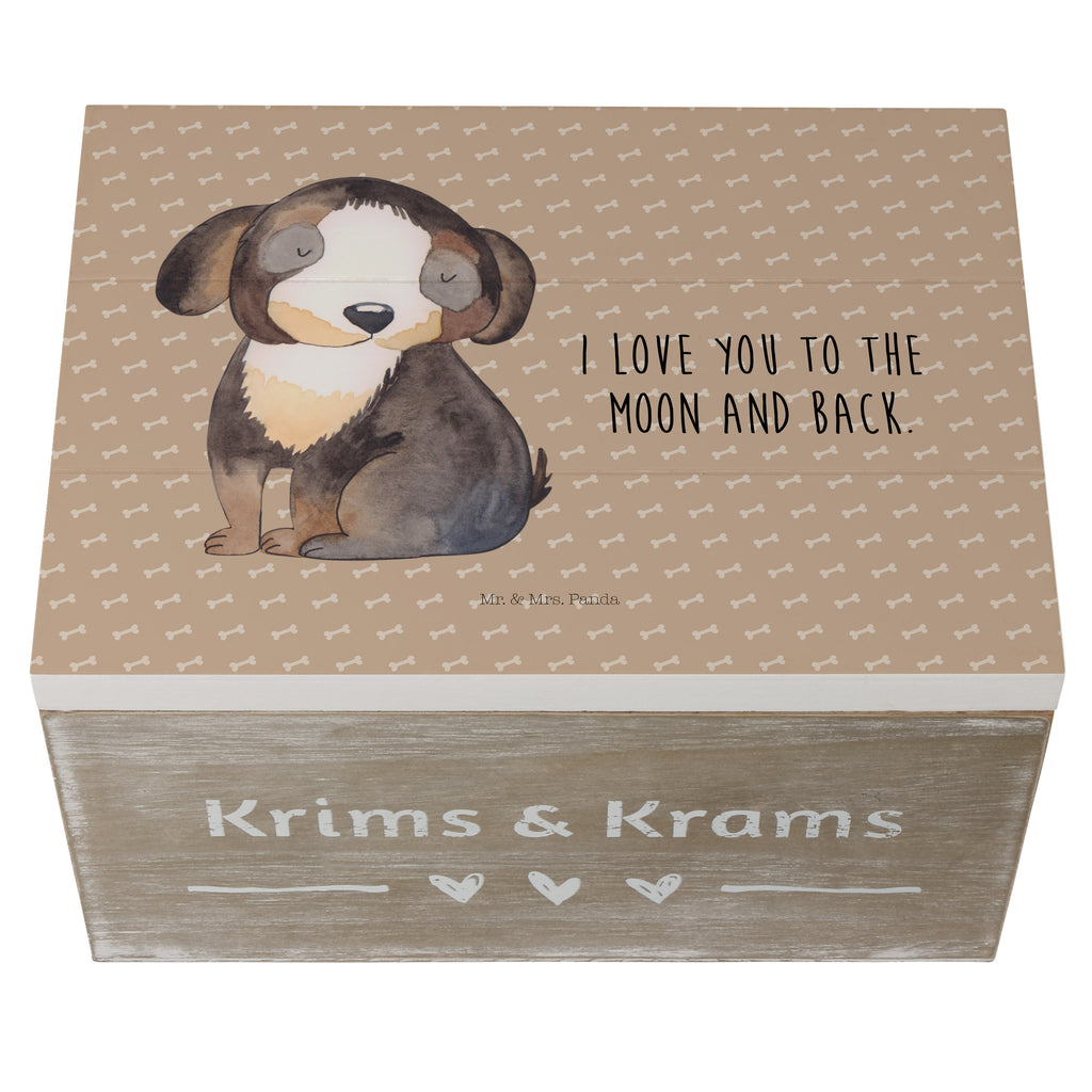 Holzkiste Hund entspannt Holzkiste, Kiste, Schatzkiste, Truhe, Schatulle, XXL, Erinnerungsbox, Erinnerungskiste, Dekokiste, Aufbewahrungsbox, Hund, Hundemotiv, Haustier, Hunderasse, Tierliebhaber, Hundebesitzer, Sprüche, schwarzer Hund, Hundeliebe, Liebe, Hundeglück
