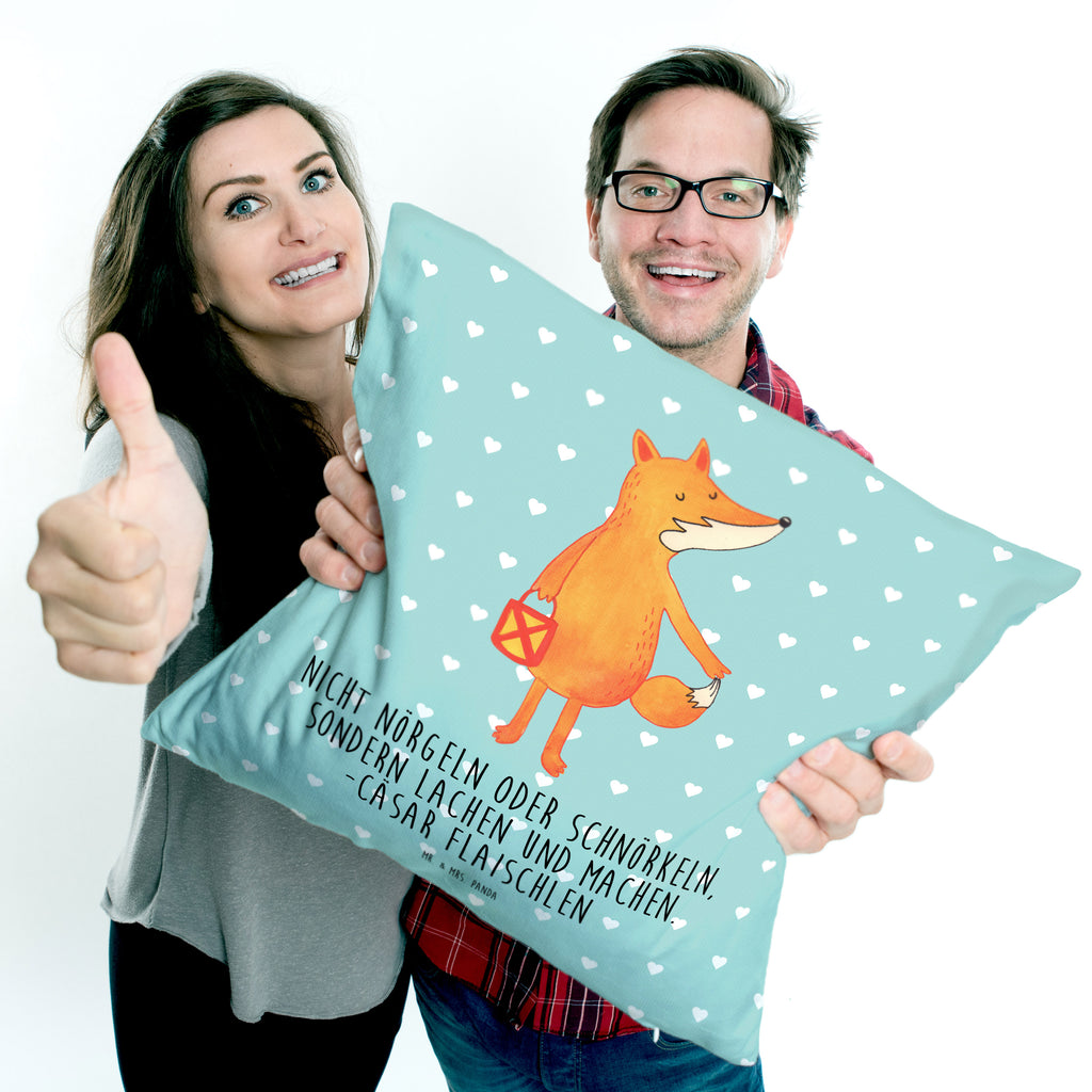 40x40 Kissen Fuchs Laterne Kissenhülle, Kopfkissen, Sofakissen, Dekokissen, Motivkissen, Fuchs, Füchse, Spruch trösten, Liebeskummer Spruch, Laterne, Sankt Martin, Laternenumzug, Aufmuntern, Cäsar Otto Hugo Flaischlen