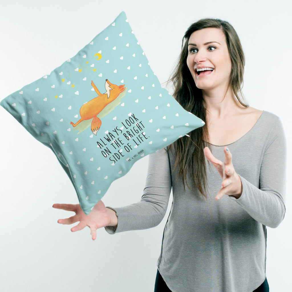 40x40 Kissen Fuchs Sterne Kissenhülle, Kopfkissen, Sofakissen, Dekokissen, Motivkissen, Fuchs, Füchse, tröstende Worte, Spruch positiv, Spruch schön, Romantik, Always Look on the Bright Side of Life