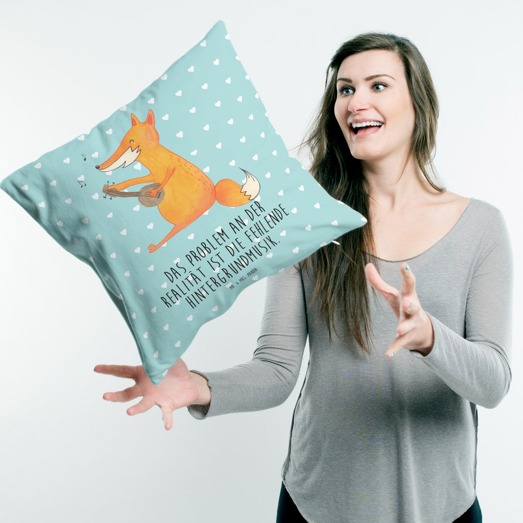 40x40 Kissen Fuchs Gitarre Kissenhülle, Kopfkissen, Sofakissen, Dekokissen, Motivkissen, Fuchs, Füchse, Geschenk Musiker, Musik Spruch, Musikerin, Sänger, Sängerin, Gitarre