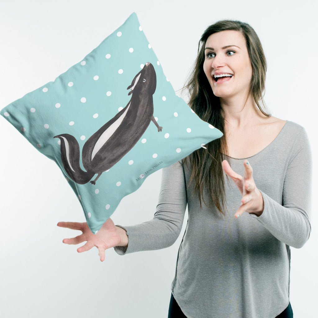 40x40 Kissen Stinktier Yoga Kissenhülle, Kopfkissen, Sofakissen, Dekokissen, Motivkissen, Stinktier, Skunk, Wildtier, Raubtier, Stinker, Stinki, Yoga, Namaste, Lebe, Liebe, Lache