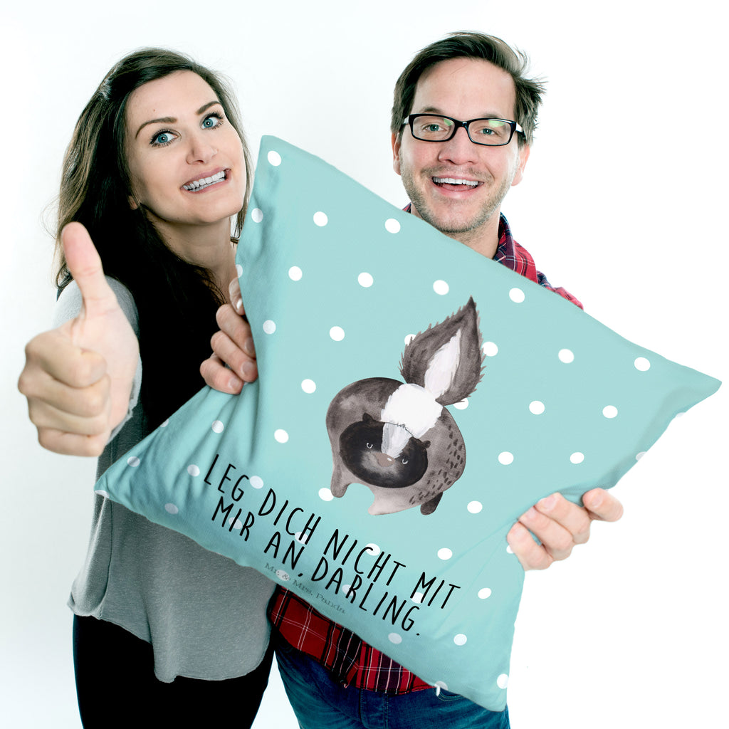 40x40 Kissen Stinktier Angriff Kissenhülle, Kopfkissen, Sofakissen, Dekokissen, Motivkissen, Stinktier, Skunk, Wildtier, Raubtier, Stinker, Stinki, wütend, Drohung