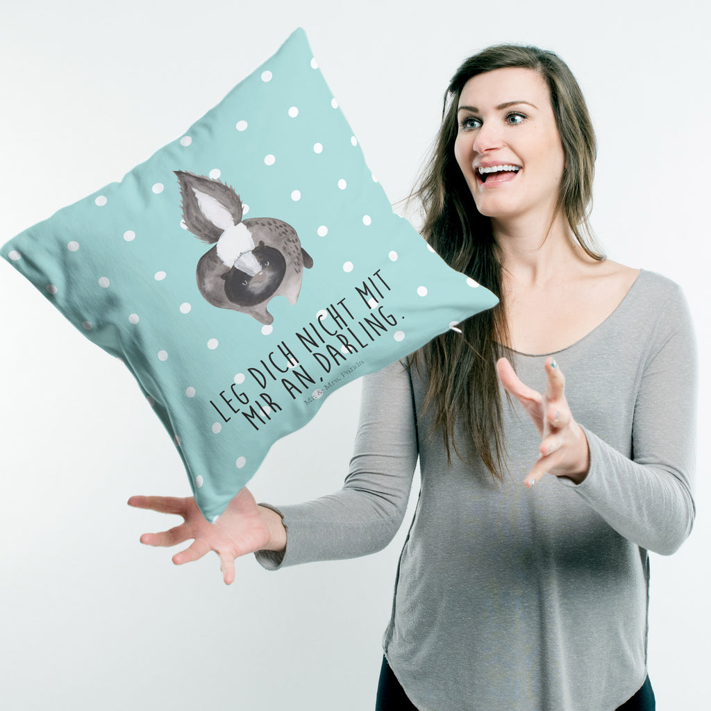 40x40 Kissen Stinktier Angriff Kissenhülle, Kopfkissen, Sofakissen, Dekokissen, Motivkissen, Stinktier, Skunk, Wildtier, Raubtier, Stinker, Stinki, wütend, Drohung
