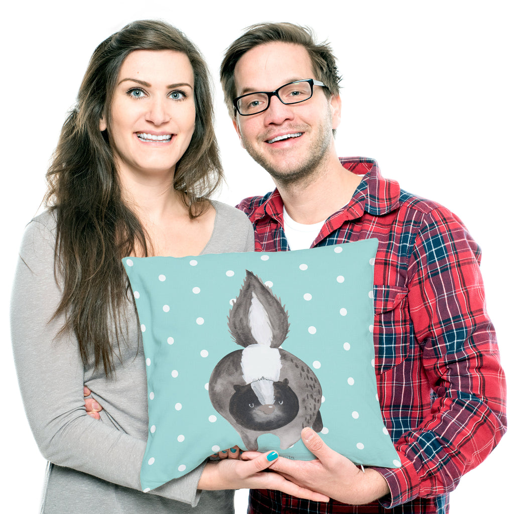 40x40 Kissen Stinktier Angriff Kissenhülle, Kopfkissen, Sofakissen, Dekokissen, Motivkissen, Stinktier, Skunk, Wildtier, Raubtier, Stinker, Stinki, wütend, Drohung