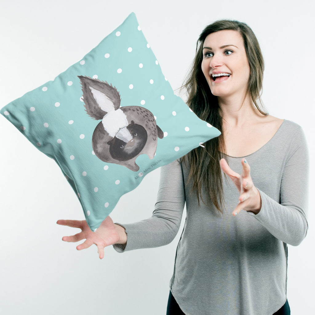 40x40 Kissen Stinktier Angriff Kissenhülle, Kopfkissen, Sofakissen, Dekokissen, Motivkissen, Stinktier, Skunk, Wildtier, Raubtier, Stinker, Stinki, wütend, Drohung