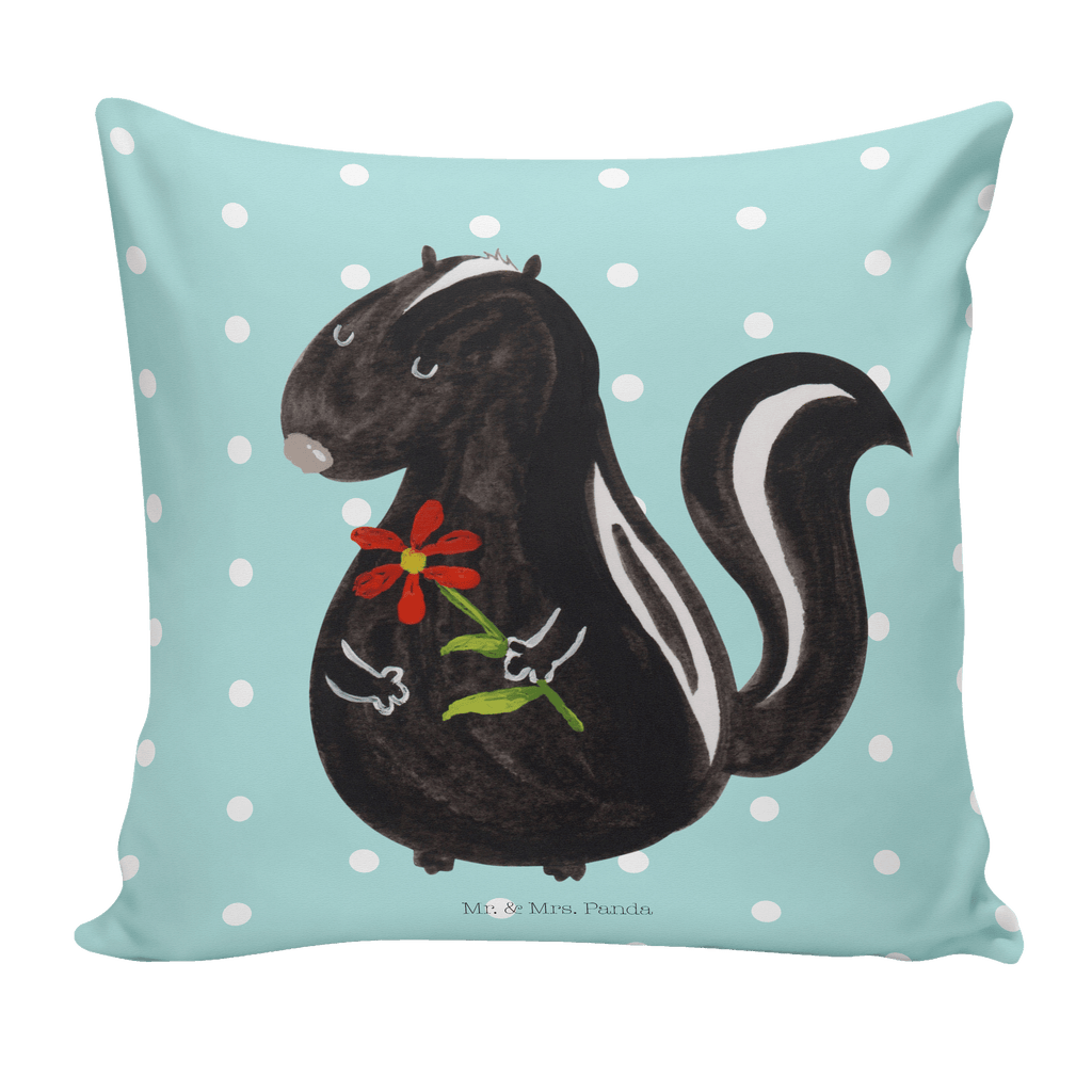40x40 Kissen Stinktier Blume Kissenhülle, Kopfkissen, Sofakissen, Dekokissen, Motivkissen, Stinktier, Skunk, Wildtier, Raubtier, Stinker, Stinki, Tagträumer, verträumt, Dreams, Träume