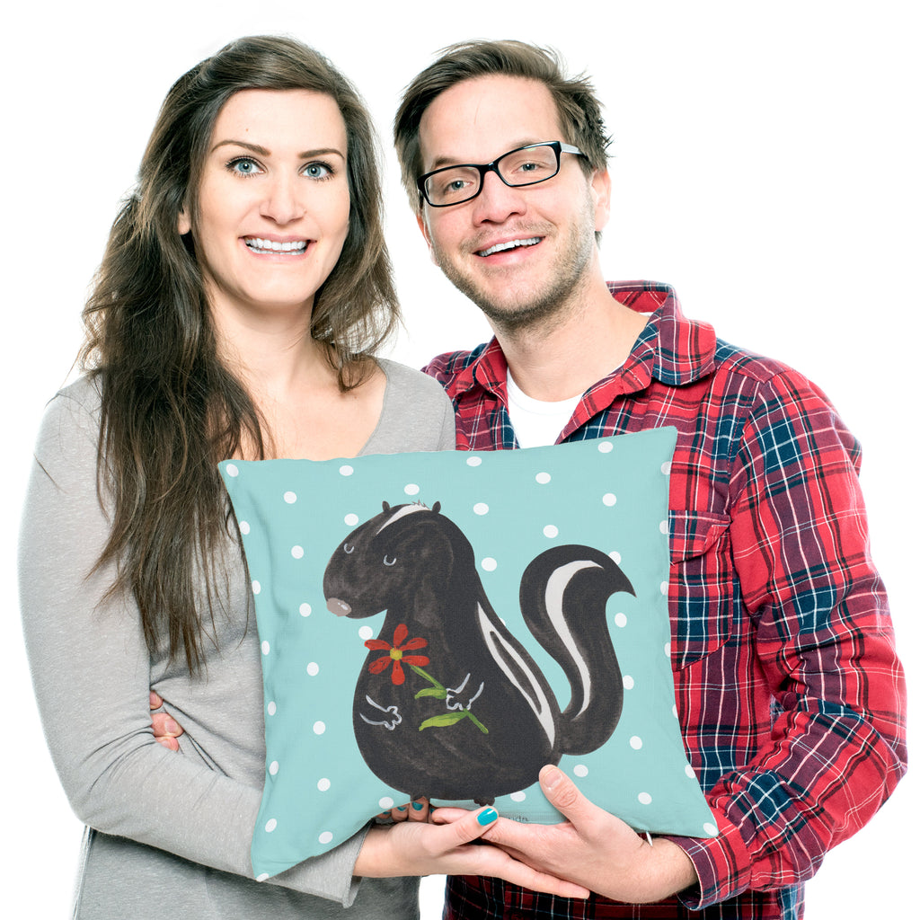 40x40 Kissen Stinktier Blume Kissenhülle, Kopfkissen, Sofakissen, Dekokissen, Motivkissen, Stinktier, Skunk, Wildtier, Raubtier, Stinker, Stinki, Tagträumer, verträumt, Dreams, Träume