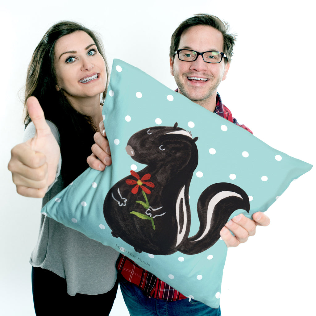 40x40 Kissen Stinktier Blume Kissenhülle, Kopfkissen, Sofakissen, Dekokissen, Motivkissen, Stinktier, Skunk, Wildtier, Raubtier, Stinker, Stinki, Tagträumer, verträumt, Dreams, Träume