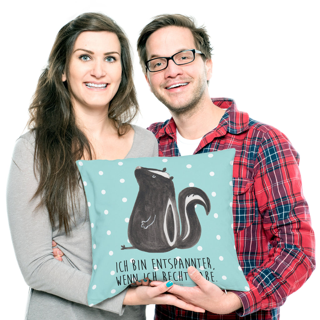 40x40 Kissen Stinktier sitzend Kissenhülle, Kopfkissen, Sofakissen, Dekokissen, Motivkissen, Stinktier, Skunk, Wildtier, Raubtier, Stinker, Stinki, Spruch, Büro, Recht, Besserwisser