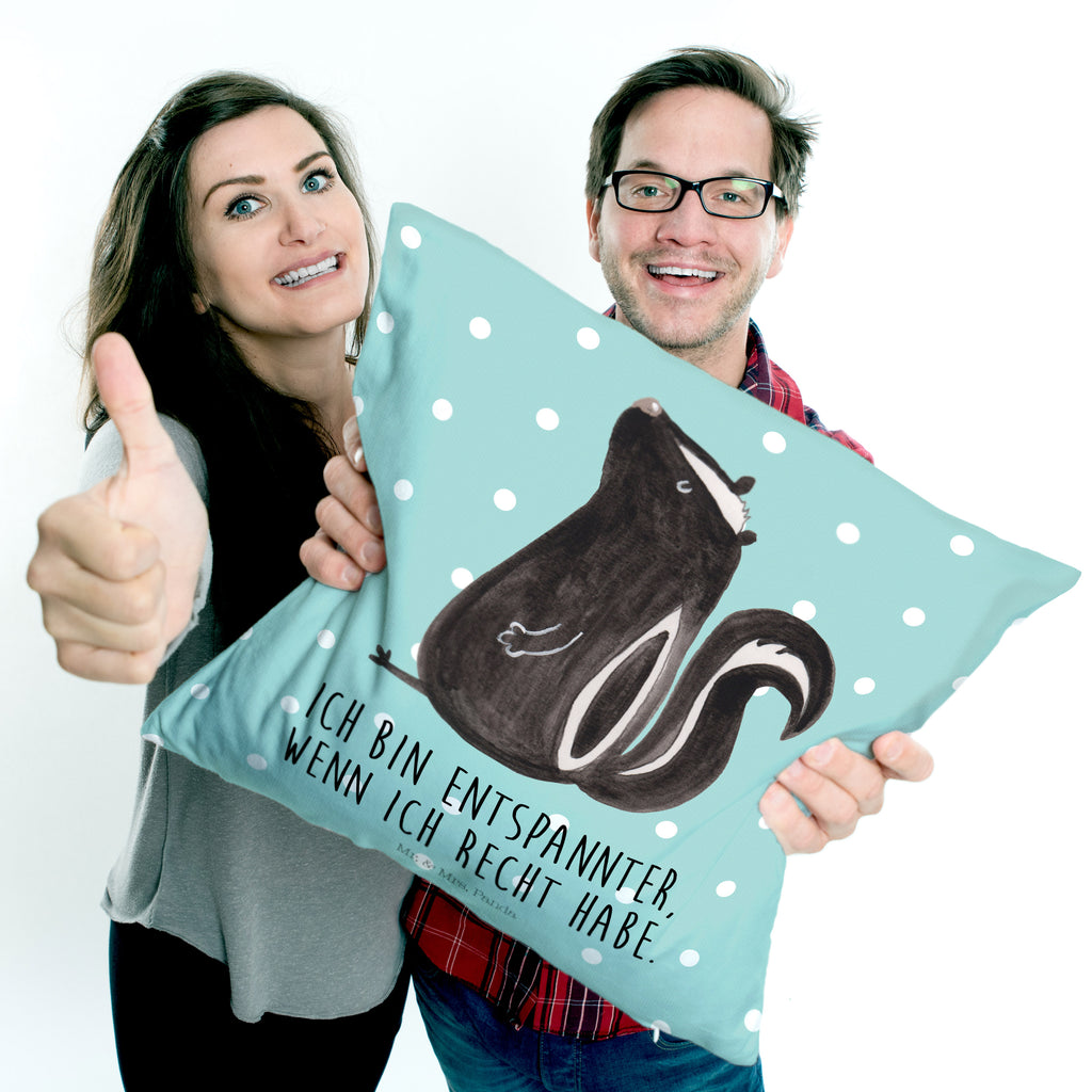 40x40 Kissen Stinktier sitzend Kissenhülle, Kopfkissen, Sofakissen, Dekokissen, Motivkissen, Stinktier, Skunk, Wildtier, Raubtier, Stinker, Stinki, Spruch, Büro, Recht, Besserwisser
