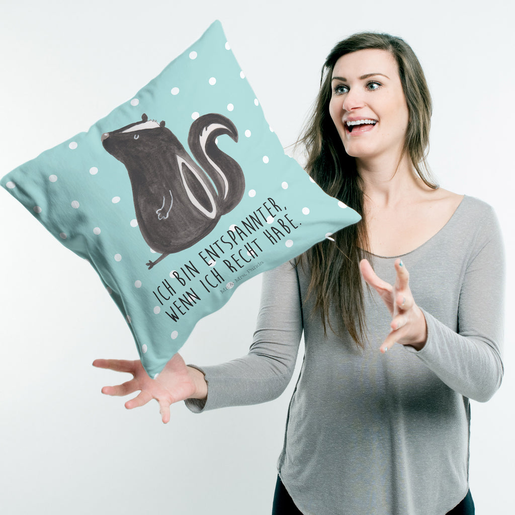 40x40 Kissen Stinktier sitzend Kissenhülle, Kopfkissen, Sofakissen, Dekokissen, Motivkissen, Stinktier, Skunk, Wildtier, Raubtier, Stinker, Stinki, Spruch, Büro, Recht, Besserwisser