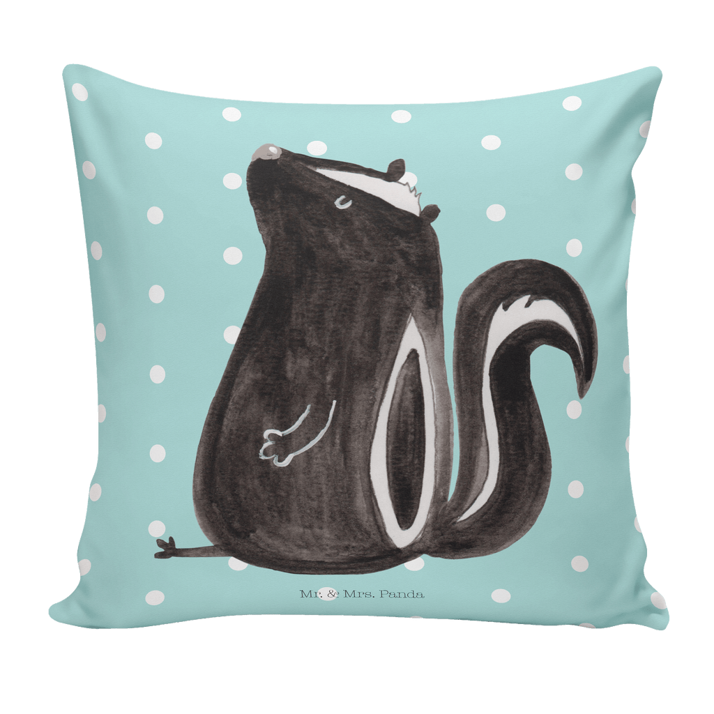 40x40 Kissen Stinktier sitzend Kissenhülle, Kopfkissen, Sofakissen, Dekokissen, Motivkissen, Stinktier, Skunk, Wildtier, Raubtier, Stinker, Stinki, Spruch, Büro, Recht, Besserwisser
