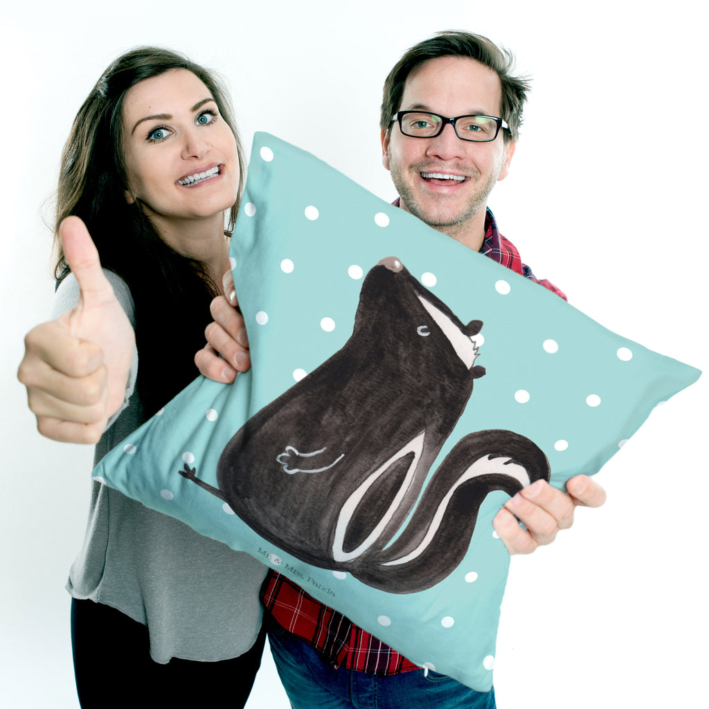 40x40 Kissen Stinktier sitzend Kissenhülle, Kopfkissen, Sofakissen, Dekokissen, Motivkissen, Stinktier, Skunk, Wildtier, Raubtier, Stinker, Stinki, Spruch, Büro, Recht, Besserwisser