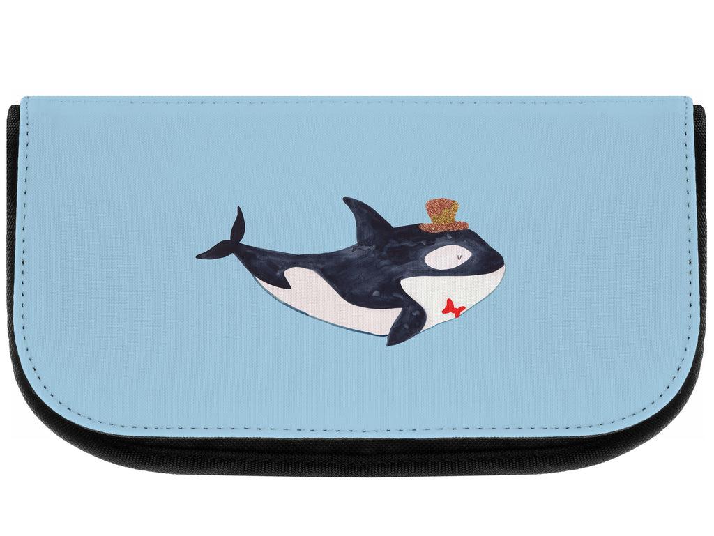 Kosmetiktasche Orca Zylinder Kosmetikbeutel, Kulturtasche, Kulturbeutel, Schminktasche, Make-Up Tasche, Meerestiere, Meer, Urlaub, Narwal, Glitter, Konfetti, Glitzer, Geburtstag, Feier, Fete, Fest, Glückwunsch, Orca