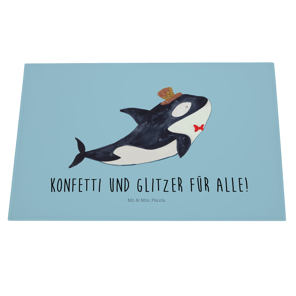 XL Glas Schneidbrett Orca Zylinder Glasschneidebrett, Schneidebrett, Frühstücksbrett, Küche, Meerestiere, Meer, Urlaub, Narwal, Glitter, Konfetti, Glitzer, Geburtstag, Feier, Fete, Fest, Glückwunsch, Orca