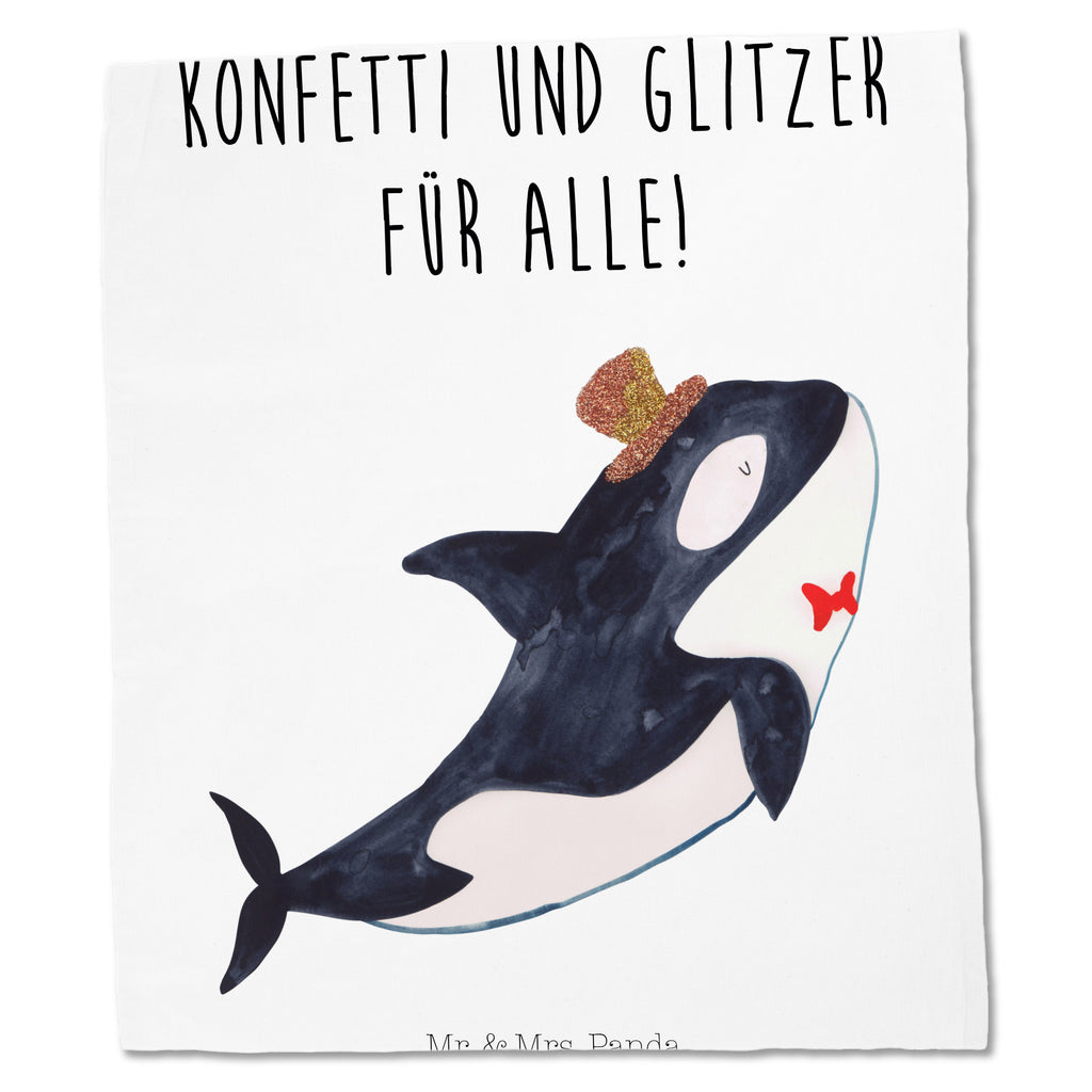 Tragetasche Orca Zylinder Beuteltasche, Beutel, Einkaufstasche, Jutebeutel, Stoffbeutel, Meerestiere, Meer, Urlaub, Narwal, Glitter, Konfetti, Glitzer, Geburtstag, Feier, Fete, Fest, Glückwunsch, Orca