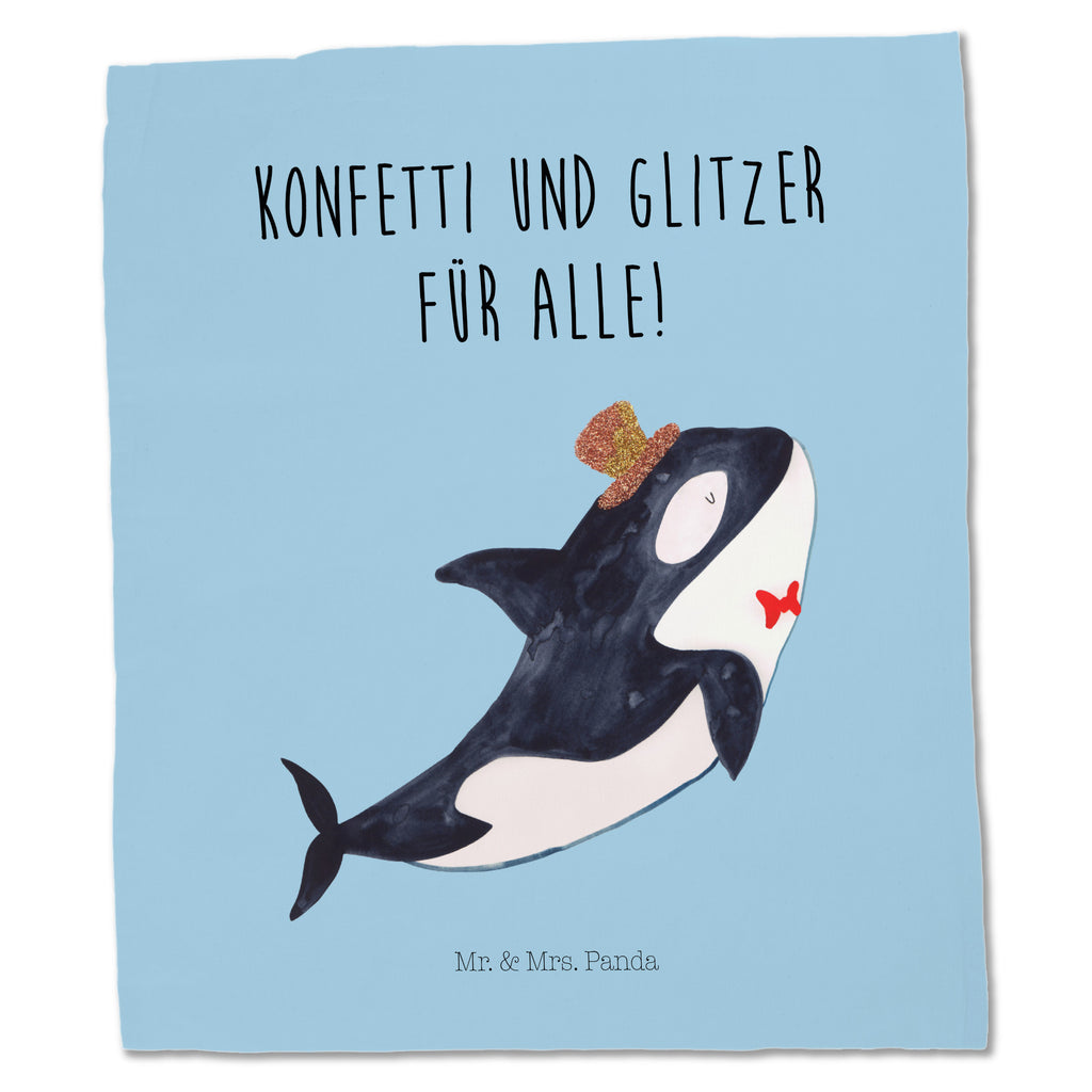 Tragetasche Orca Zylinder Beuteltasche, Beutel, Einkaufstasche, Jutebeutel, Stoffbeutel, Meerestiere, Meer, Urlaub, Narwal, Glitter, Konfetti, Glitzer, Geburtstag, Feier, Fete, Fest, Glückwunsch, Orca