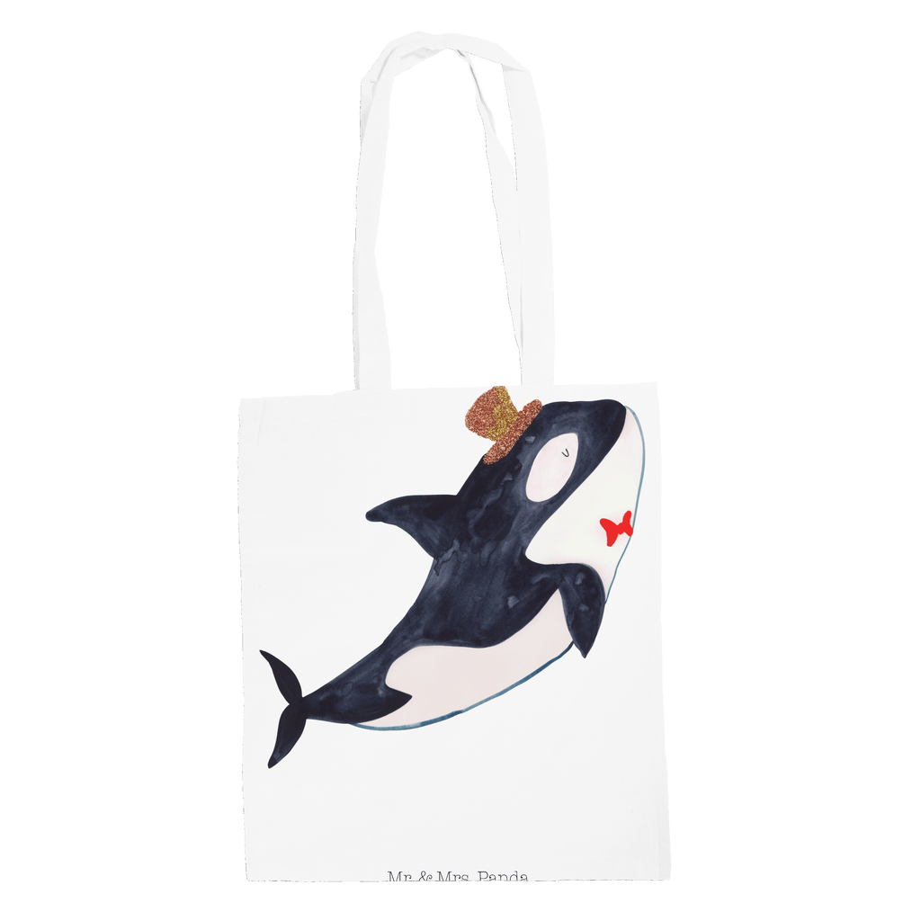 Tragetasche Orca Zylinder Beuteltasche, Beutel, Einkaufstasche, Jutebeutel, Stoffbeutel, Meerestiere, Meer, Urlaub, Narwal, Glitter, Konfetti, Glitzer, Geburtstag, Feier, Fete, Fest, Glückwunsch, Orca