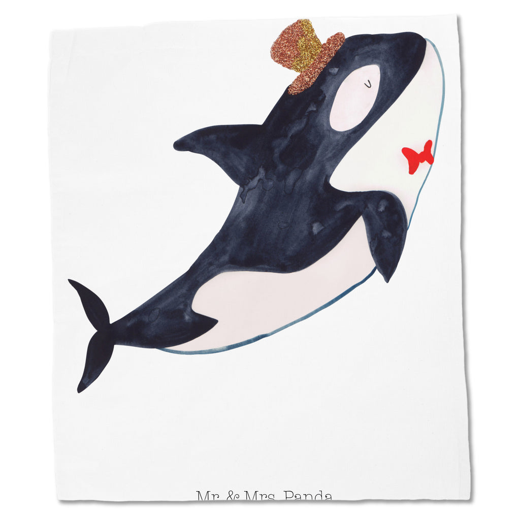Tragetasche Orca Zylinder Beuteltasche, Beutel, Einkaufstasche, Jutebeutel, Stoffbeutel, Meerestiere, Meer, Urlaub, Narwal, Glitter, Konfetti, Glitzer, Geburtstag, Feier, Fete, Fest, Glückwunsch, Orca