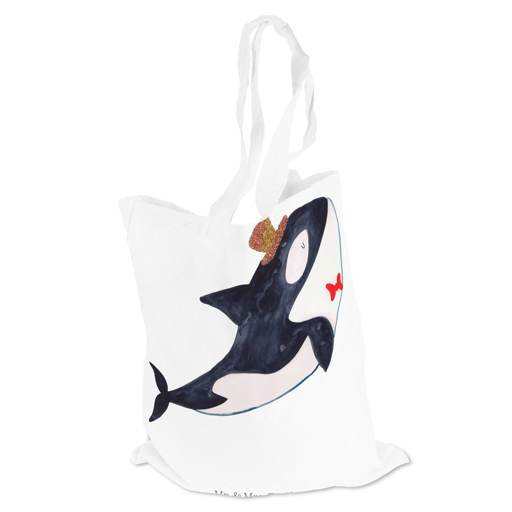 Tragetasche Orca Zylinder Beuteltasche, Beutel, Einkaufstasche, Jutebeutel, Stoffbeutel, Meerestiere, Meer, Urlaub, Narwal, Glitter, Konfetti, Glitzer, Geburtstag, Feier, Fete, Fest, Glückwunsch, Orca