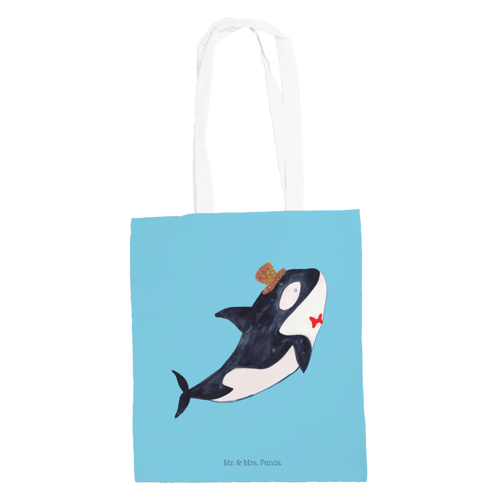 Tragetasche Orca Zylinder Beuteltasche, Beutel, Einkaufstasche, Jutebeutel, Stoffbeutel, Meerestiere, Meer, Urlaub, Narwal, Glitter, Konfetti, Glitzer, Geburtstag, Feier, Fete, Fest, Glückwunsch, Orca