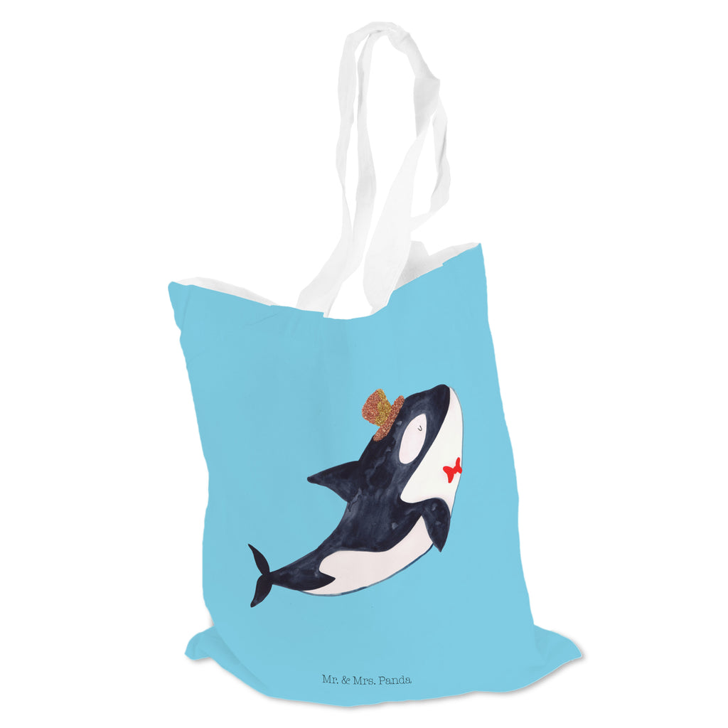 Tragetasche Orca Zylinder Beuteltasche, Beutel, Einkaufstasche, Jutebeutel, Stoffbeutel, Meerestiere, Meer, Urlaub, Narwal, Glitter, Konfetti, Glitzer, Geburtstag, Feier, Fete, Fest, Glückwunsch, Orca