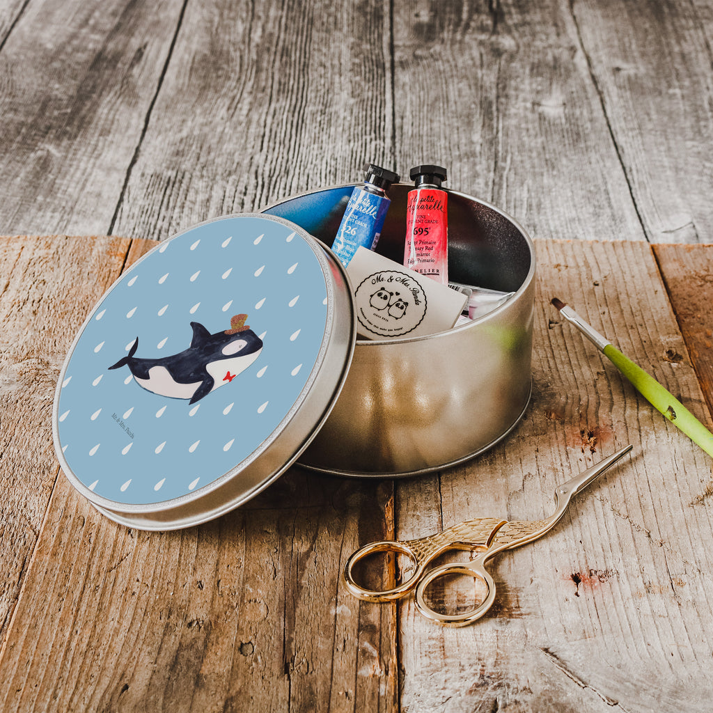 Blechdose rund Orca Zylinder Metalldose, Keksdose, Dose, Vorratsdose, Geschenkbox, Meerestiere, Meer, Urlaub, Narwal, Glitter, Konfetti, Glitzer, Geburtstag, Feier, Fete, Fest, Glückwunsch, Orca
