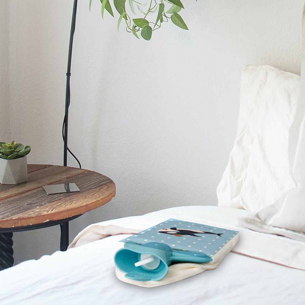 Wärmflasche Orca Zylinder Wärmekissen, Kinderwärmflasche, Körnerkissen, Wärmflaschenbezug, Wärmflasche mit Bezug, Meerestiere, Meer, Urlaub, Narwal, Glitter, Konfetti, Glitzer, Geburtstag, Feier, Fete, Fest, Glückwunsch, Orca