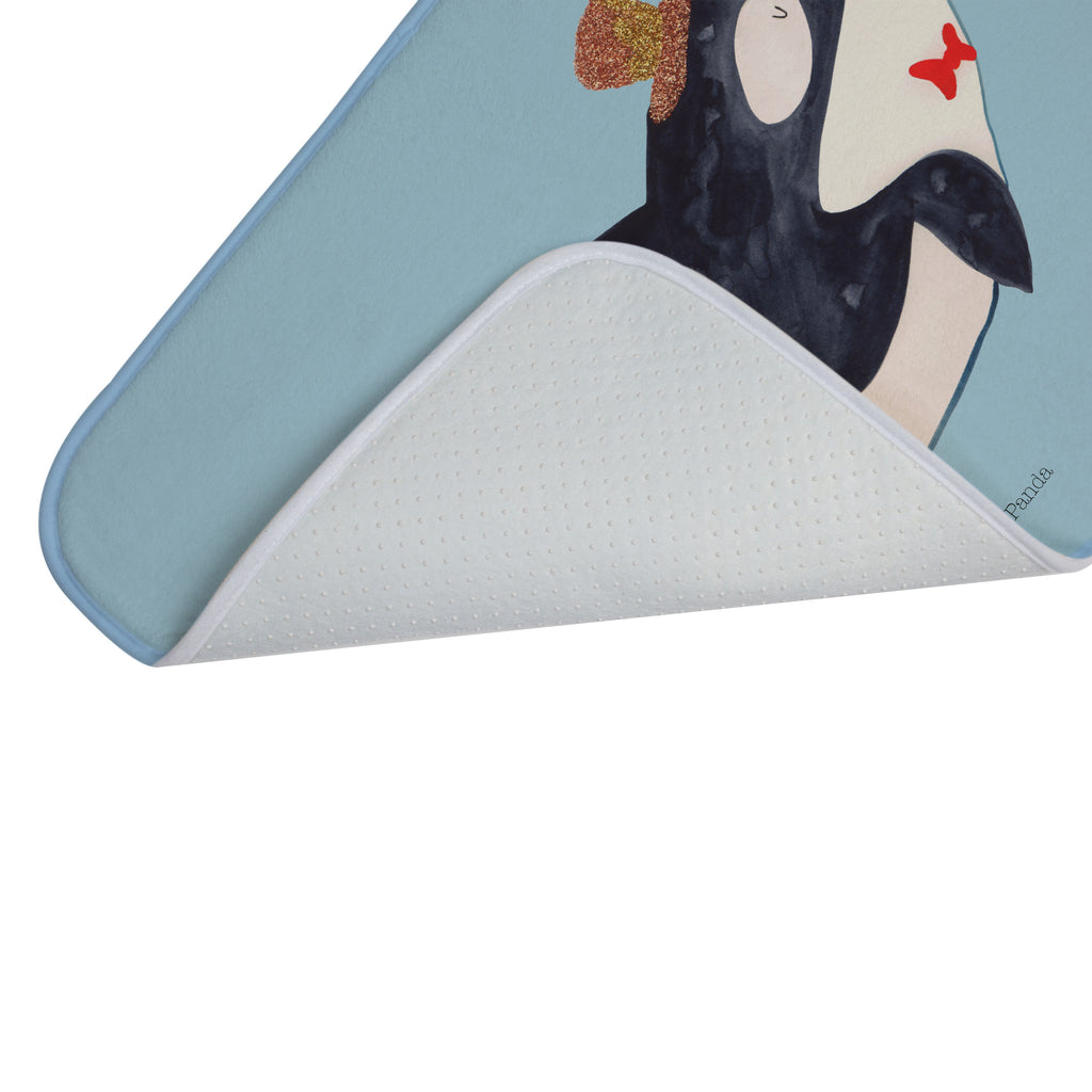 Badvorleger Orca Zylinder Badematte, Badteppich, Duschvorleger, Badezimmerteppich, Badezimmermatte, Badvorleger, Duschmatte, Duschteppich, Meerestiere, Meer, Urlaub, Narwal, Glitter, Konfetti, Glitzer, Geburtstag, Feier, Fete, Fest, Glückwunsch, Orca