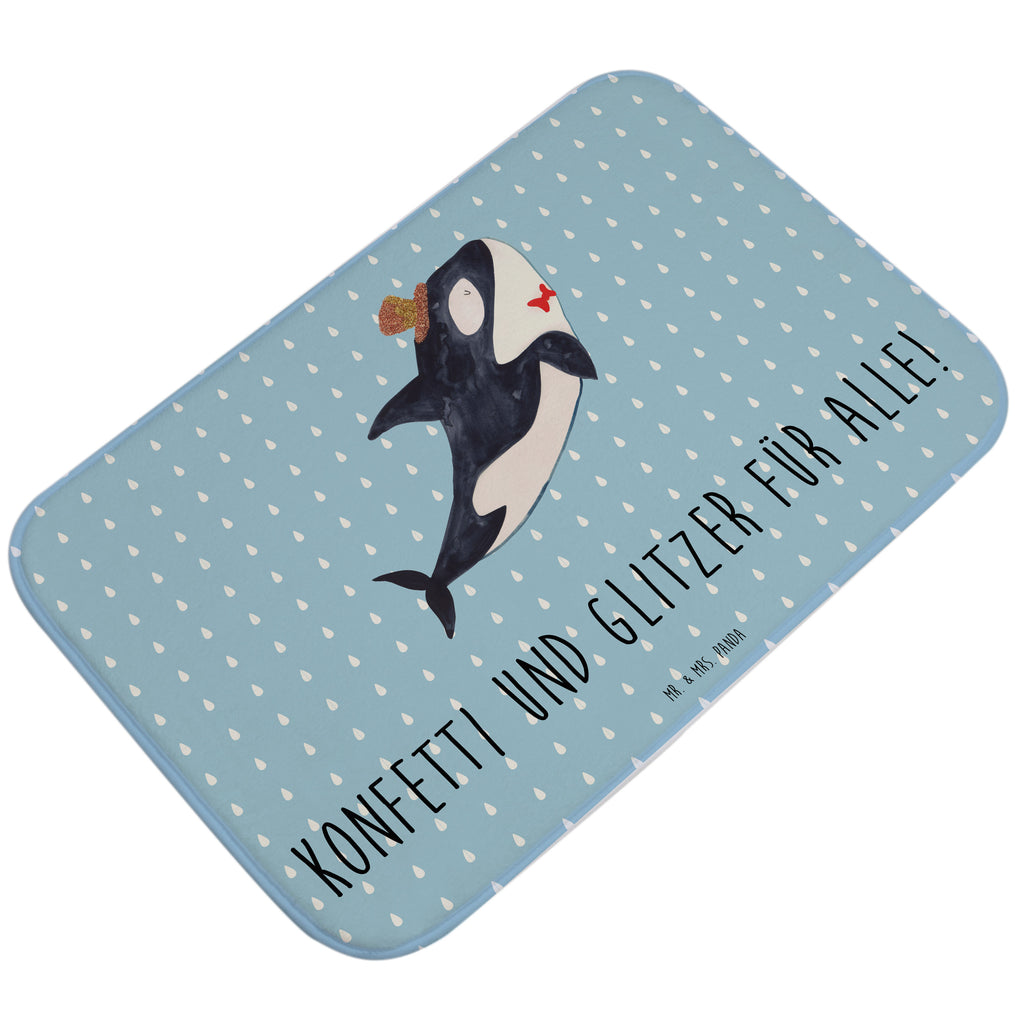 Badvorleger Orca Zylinder Badematte, Badteppich, Duschvorleger, Badezimmerteppich, Badezimmermatte, Badvorleger, Duschmatte, Duschteppich, Meerestiere, Meer, Urlaub, Narwal, Glitter, Konfetti, Glitzer, Geburtstag, Feier, Fete, Fest, Glückwunsch, Orca