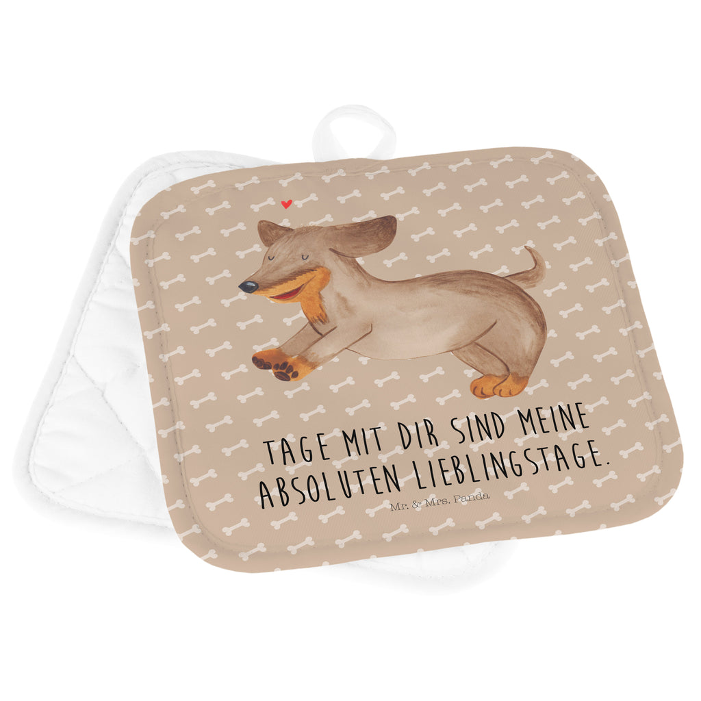 2er Set Topflappen  Hund Dackel fröhlich Topflappen, Topfuntersetzer, Ofenhandschuh, Topflappen Set, Topflappen lustig, Topflappen mit Spruch, Hund, Hundemotiv, Haustier, Hunderasse, Tierliebhaber, Hundebesitzer, Sprüche, Hunde, Dackel, Dachshund, happy dog