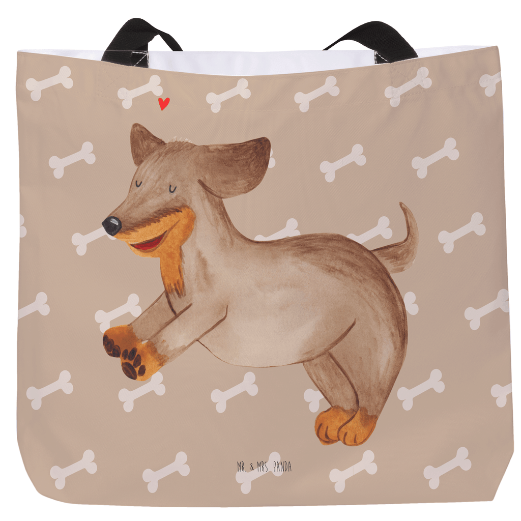 Shopper Hund Dackel fröhlich Beutel, Einkaufstasche, Tasche, Strandtasche, Einkaufsbeutel, Shopper, Schultasche, Freizeittasche, Tragebeutel, Schulbeutel, Alltagstasche, Hund, Hundemotiv, Haustier, Hunderasse, Tierliebhaber, Hundebesitzer, Sprüche, Hunde, Dackel, Dachshund, happy dog
