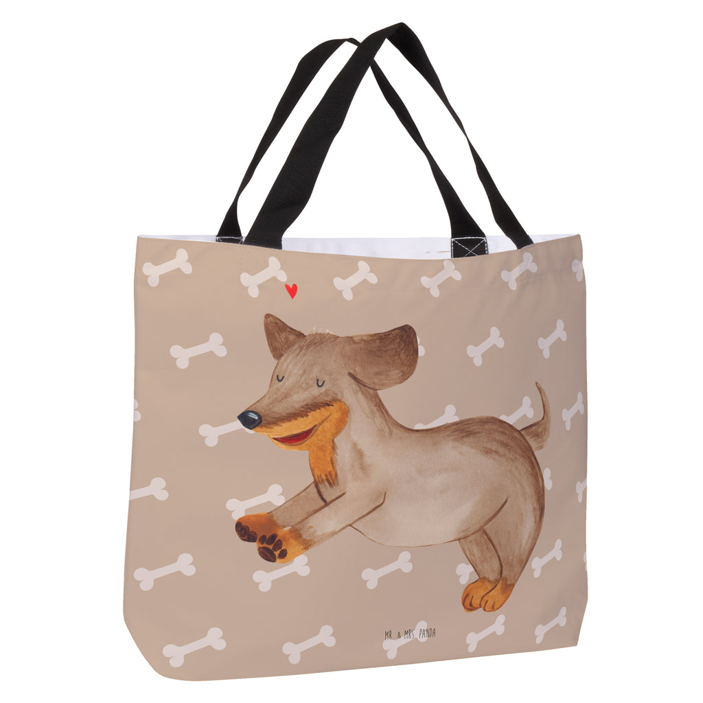 Shopper Hund Dackel fröhlich Beutel, Einkaufstasche, Tasche, Strandtasche, Einkaufsbeutel, Shopper, Schultasche, Freizeittasche, Tragebeutel, Schulbeutel, Alltagstasche, Hund, Hundemotiv, Haustier, Hunderasse, Tierliebhaber, Hundebesitzer, Sprüche, Hunde, Dackel, Dachshund, happy dog