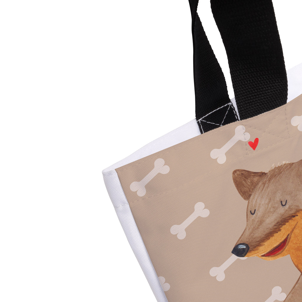 Shopper Hund Dackel fröhlich Beutel, Einkaufstasche, Tasche, Strandtasche, Einkaufsbeutel, Shopper, Schultasche, Freizeittasche, Tragebeutel, Schulbeutel, Alltagstasche, Hund, Hundemotiv, Haustier, Hunderasse, Tierliebhaber, Hundebesitzer, Sprüche, Hunde, Dackel, Dachshund, happy dog
