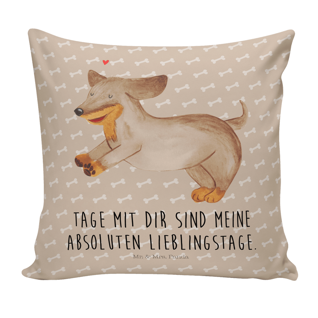 40x40 Kissen Hund Dackel fröhlich Kissenhülle, Kopfkissen, Sofakissen, Dekokissen, Motivkissen, Hund, Hundemotiv, Haustier, Hunderasse, Tierliebhaber, Hundebesitzer, Sprüche, Hunde, Dackel, Dachshund, happy dog