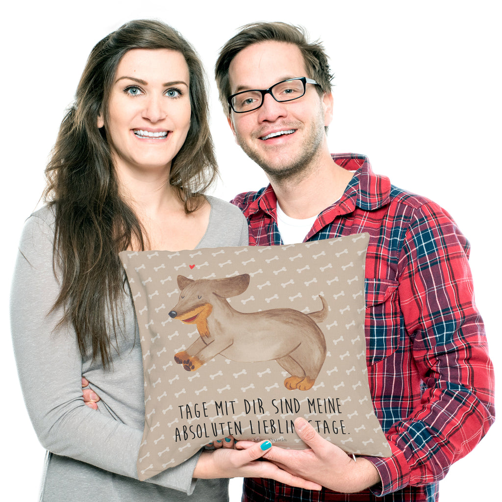 40x40 Kissen Hund Dackel fröhlich Kissenhülle, Kopfkissen, Sofakissen, Dekokissen, Motivkissen, Hund, Hundemotiv, Haustier, Hunderasse, Tierliebhaber, Hundebesitzer, Sprüche, Hunde, Dackel, Dachshund, happy dog