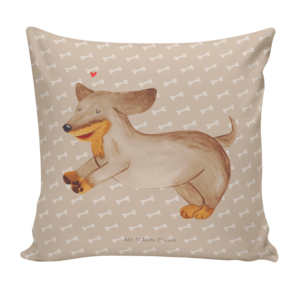 40x40 Kissen Hund Dackel fröhlich Kissenhülle, Kopfkissen, Sofakissen, Dekokissen, Motivkissen, Hund, Hundemotiv, Haustier, Hunderasse, Tierliebhaber, Hundebesitzer, Sprüche, Hunde, Dackel, Dachshund, happy dog