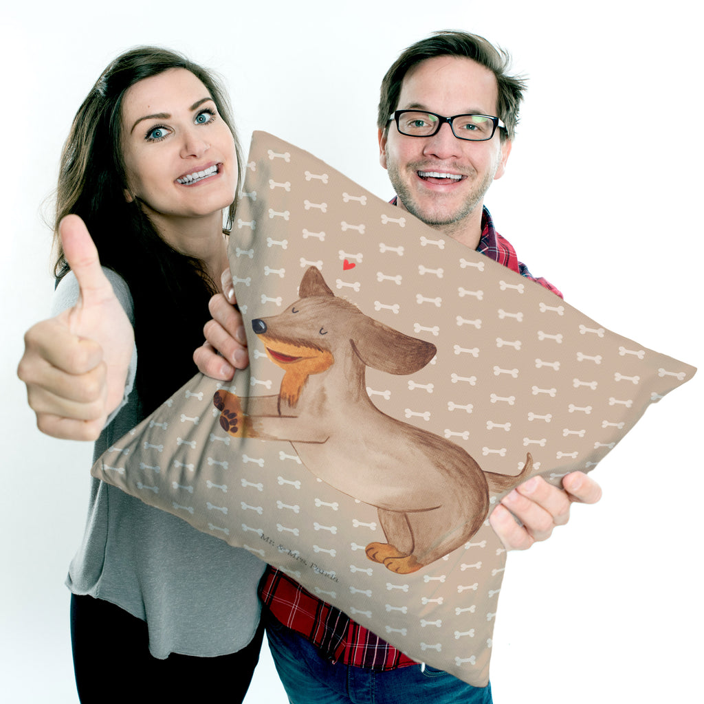 40x40 Kissen Hund Dackel fröhlich Kissenhülle, Kopfkissen, Sofakissen, Dekokissen, Motivkissen, Hund, Hundemotiv, Haustier, Hunderasse, Tierliebhaber, Hundebesitzer, Sprüche, Hunde, Dackel, Dachshund, happy dog