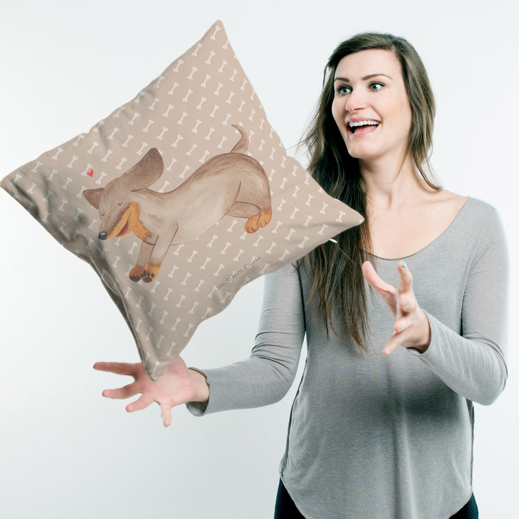 40x40 Kissen Hund Dackel fröhlich Kissenhülle, Kopfkissen, Sofakissen, Dekokissen, Motivkissen, Hund, Hundemotiv, Haustier, Hunderasse, Tierliebhaber, Hundebesitzer, Sprüche, Hunde, Dackel, Dachshund, happy dog