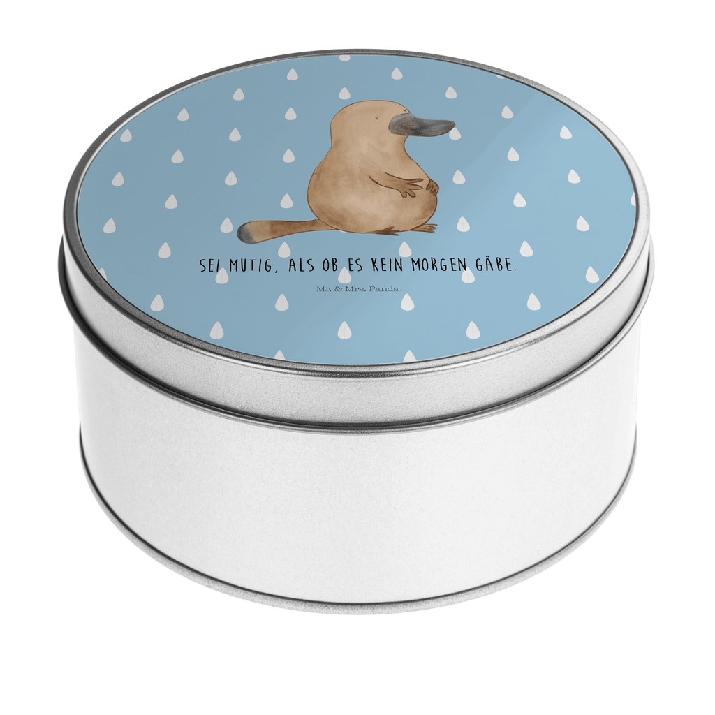 Blechdose rund Schnabeltier mutig Metalldose, Keksdose, Dose, Vorratsdose, Geschenkbox, Meerestiere, Meer, Urlaub, Schnabeltier, Mut, mutig, Lebensweisheit, Schnabeltiere, Motivation, Training, Büro, Arbeit, Neuanfang, Neustart, Weltreise, Raodtrip